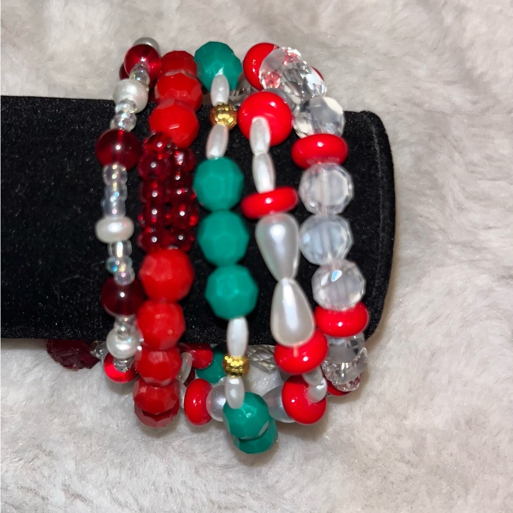 Gorgeous hand made set of 5 bracelets for Christmas!